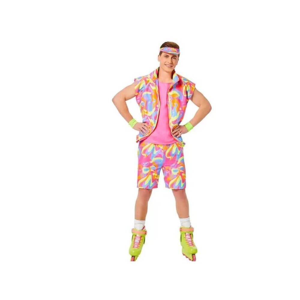 NEW Barbie Skating Ken Halloween Costume Adult Mens Small 34-36 Top Shorts Visor